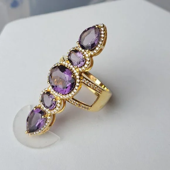 Hespera's Dark Amethyst Omega Ring in Gold - Picture 3 of 4